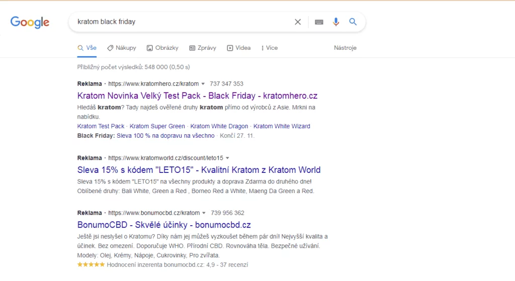 Google reklama na kratom